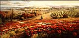 Roberto Lombardi Canvas Paintings - Red Poppy Panorama